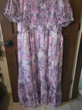 Bridgerton Style Floral Chiffon Regency Dress 2X